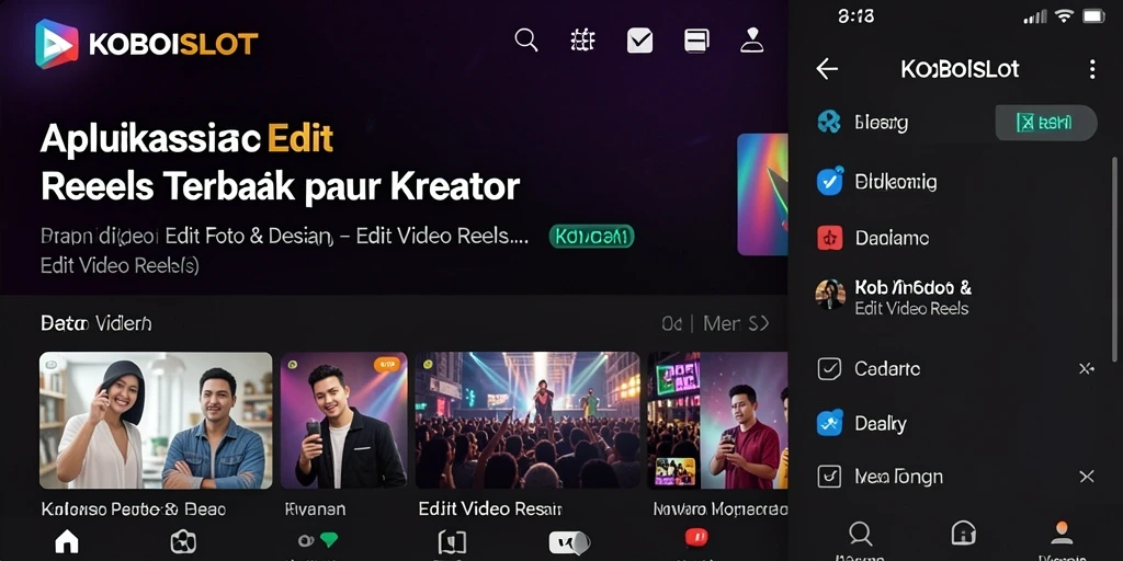 Antarmuka pengguna KOBOISLOT saat mengedit video reels yang menarik.