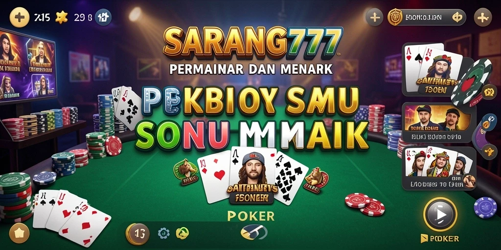 Antarmuka pengguna SARANG777 yang menarik dan fungsional untuk permainan Poker.