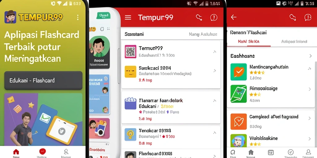 Tampilan antarmuka intuitif aplikasi TEMPUR99 dengan fitur flashcard terbaik.