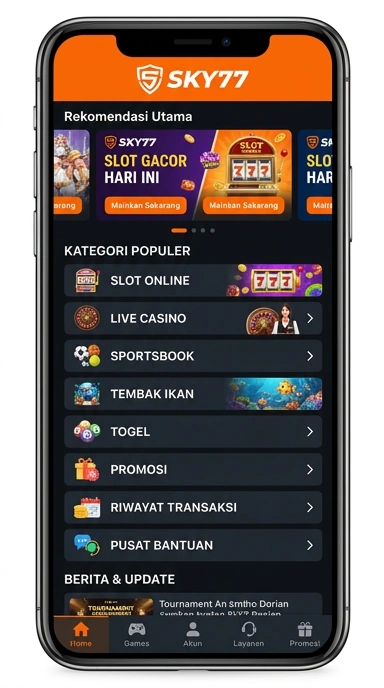 Tampilan katalog aplikasi sky77