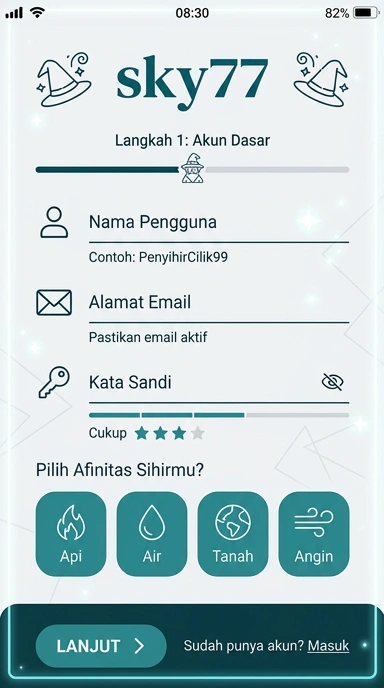 Tampilan halaman daftar sky77